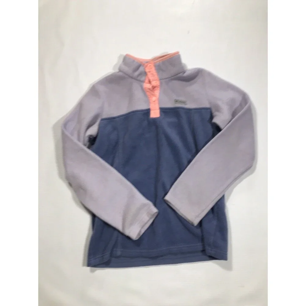 Columbia Mountain 1/4 Snap Fleece Pullover Purple Orange Girls LARGE